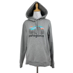 Patagonia Hoodie Women S Small Grey Fitz Roy Boulders Midweight Graphic Pullover